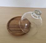 Kleine glazen stolp op houten voet, 9½ cm hoog, Ophalen of Verzenden, Zo goed als nieuw