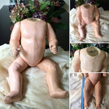 🌿Antieke Pop,”MOOI ANTIEK PAPIER MACHÉ POPPENLIJF”🌿ca 1930 beschikbaar voor biedingen