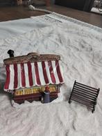 Lemax oliebollenkraam + bankje en verlichting, Diversen, Kerst, Ophalen of Verzenden, Zo goed als nieuw