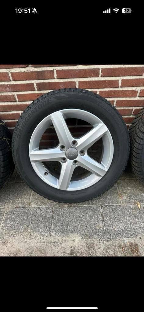 Audi velgen + bridgestone banden, Auto-onderdelen, Banden en Velgen, Winterbanden, 16 inch, 205 mm, Ophalen