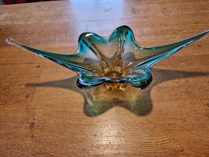 Vintage groen gele Murano schaal / vaas - goede staat, Antiek en Kunst, Antiek | Glas en Kristal, Ophalen of Verzenden