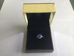 Ring witgoud met diamanten en blauwe saffier, Goud, 17 tot 18, Ophalen of Verzenden, Dame