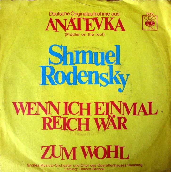 1968 Filmmuziek “Wenn Ich Einmal Reich Wär (Anatevka)”, Cd's en Dvd's, Vinyl Singles, Single, Filmmuziek en Soundtracks, 7 inch