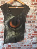 STenim Supertrash bruine top met oog uil maat xs 34, Ophalen of Verzenden, Zo goed als nieuw, Zonder mouw, Maat 34 (XS) of kleiner