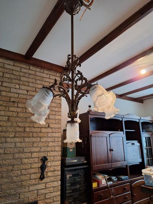 Mooie Franse Bronzen luchter., Huis en Inrichting, Lampen | Kroonluchters, Gebruikt, Ophalen