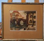 Litho prent stadsgezicht Pont de Malines van Doorn, Ophalen of Verzenden
