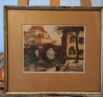Litho prent stadsgezicht Pont de Malines van Doorn  beschikbaar voor biedingen