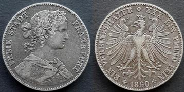 Frankfurt Vereinstaler 1860 beschikbaar voor biedingen