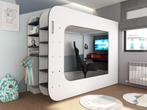Mspace hoogslaper - 90x200 - Wit/antraciet, Huis en Inrichting, Slaapkamer | Stapelbedden en Hoogslapers