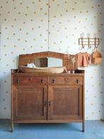 Vintage commode met spiegel / Art Deco dressoir / eikenhout, 50 tot 70 cm, Ophalen of Verzenden, 90 tot 105 cm, 100 cm of meer