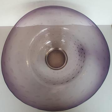 Grote glazen schaal - paarskleurig met luchtbellen - 42 cm beschikbaar voor biedingen