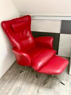 MONTÈL RELAXFAUTEUIL rood zachte  rundleder met Voetenbank, Ophalen of Verzenden, Zo goed als nieuw, 75 tot 100 cm, 50 tot 75 cm