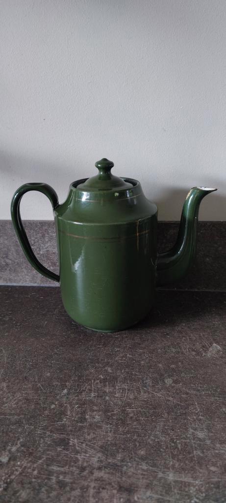 Vintage groene emaille theepot, Antiek en Kunst, Antiek | Emaille, Ophalen