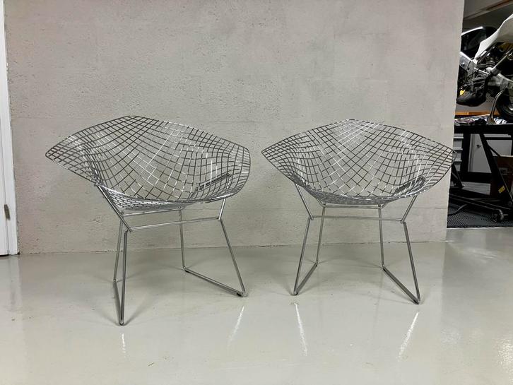 Twee originele Knoll Diamond Chairs, Huis en Inrichting, Stoelen, Zo goed als nieuw, Twee, Metaal, Overige kleuren, Ophalen