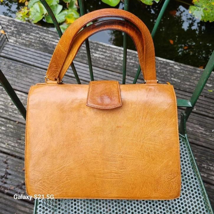 Mooie leren handtas Blok van Heijst, Sieraden, Tassen en Uiterlijk, Tassen | Damestassen, Gebruikt, Handtas, Bruin, Verzenden