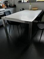 Witte eettafel met rvs frame., Huis en Inrichting, Tafels | Eettafels, 50 tot 100 cm, 150 tot 200 cm, Modern, Gebruikt