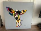 Canvas schilderij hond 1.00 * 1.00 m, Antiek en Kunst, Ophalen