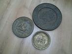 3 vintage messing, koperen wandborden, Antiek en Kunst, Antiek | Koper en Brons, Ophalen of Verzenden, Koper