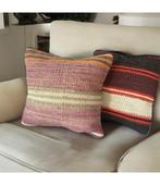 2 Vintage Kelim Kussens 40x40 cm, Huis en Inrichting, Ophalen of Verzenden, Zo goed als nieuw, Overige kleuren, Vierkant