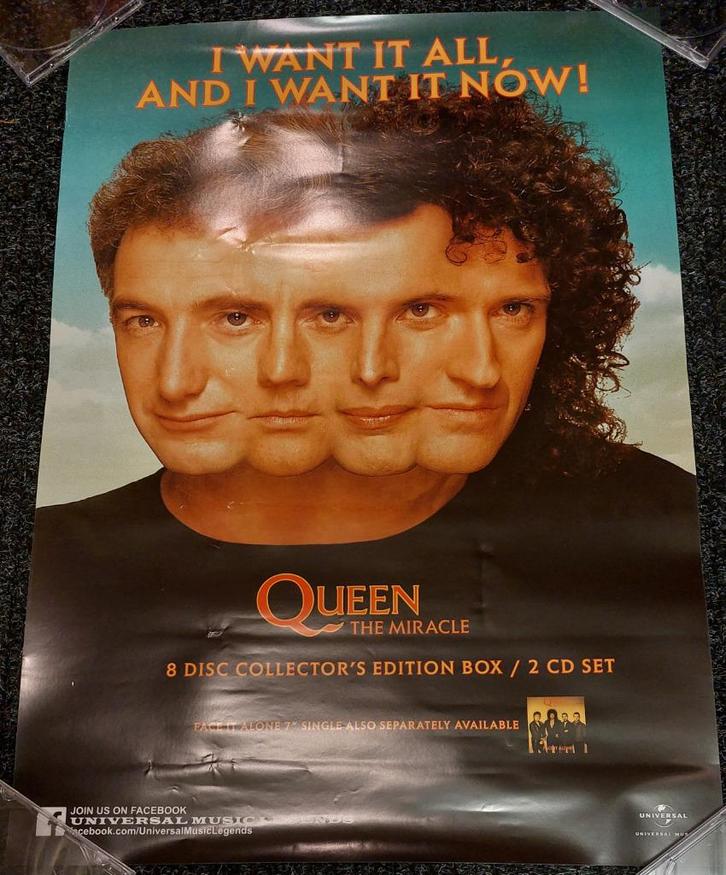 Queen PROMO POSTER The Miracle Freddie Mercury, Verzamelen, Muziek, Artiesten en Beroemdheden, Zo goed als nieuw, Poster, Artwork of Schilderij