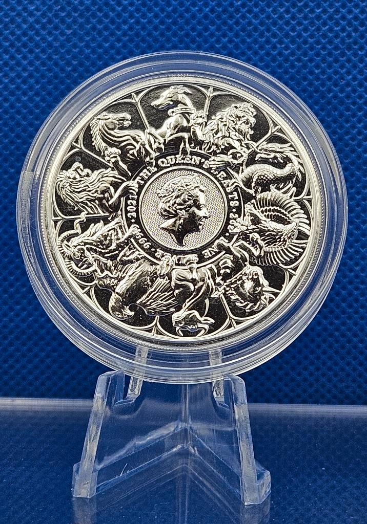 (10109) ENGLAND  QUEENS BEASTS  COMPLETER  2021  TWO OUNCE, Postzegels en Munten, Munten | Europa | Niet-Euromunten, Losse munt