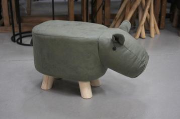 Leuke NIJLPAARD krukjes poefjes hout stof groen blauw/grijs beschikbaar voor biedingen