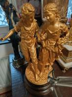 Dubbel Brons vuurverguld beeld gesigneerd 65 cm hoog, Ophalen of Verzenden