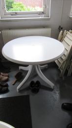 Tk 2 x nette ronde kunststof staal tuintafel tuin tafel., Ophalen, Gebruikt, Rond, Kunststof