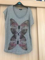Shirt top grijs vlinders paars oranje gekleurd Yes or no 38, Maat 38/40 (M), Ophalen of Verzenden, Korte mouw, Yes or no