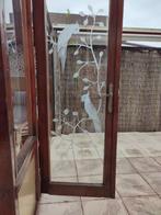 Gegraveerde ruit / raam met papagaaien, Doe-het-zelf en Verbouw, Glas en Ramen, Ophalen, Gevelraam of Ruit, Gebruikt, Minder dan 80 cm