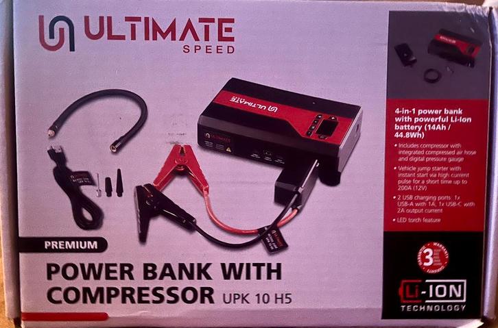 Ultimate speed Autostarthulp met compressor powerbank nieuw, Auto-onderdelen, Accu's en Toebehoren, Nieuw, Ophalen of Verzenden