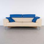 1x Leolux Howlo 3-zits/220cm Bank Blauw/Wit – Leer