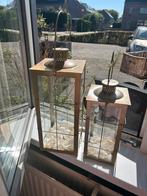 Twee windlichten voor kaarsen, Ophalen, Gebruikt, 25 tot 50 cm, Metaal