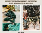 Outdoor Christmas Garland with Lights – 5.5m & GIFT - Wooden, Ophalen of Verzenden