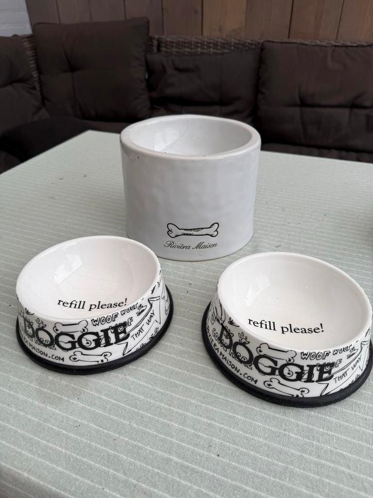 Riviera Maison voer en waterbak, Dieren en Toebehoren, Hondenvoerbakken en Drinkbakken, Zo goed als nieuw, Ophalen of Verzenden