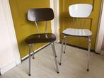 Twee vintage keukenstoelen chroom, Ophalen, Twee, Bruin, Vintage