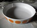 retro/vintage ! Pyroflam pan met Pyrex deksel oranje print, Huis en Inrichting, Ophalen, Zo goed als nieuw, Overige materialen