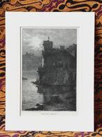 Mooie originele antieke ets uit Engeland van Douglas castle., Ophalen of Verzenden
