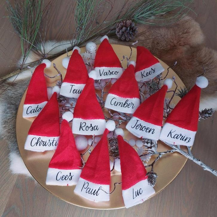 Bedrukte mini kerstmutsjes. Leuk ter decoratie of als kado, Diversen, Kerst, Nieuw, Ophalen of Verzenden