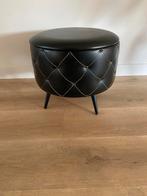 Vintage Zwarte Poef met Naaidoos, Ophalen, Gebruikt, Rond, Minder dan 50 cm