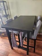 IKEA Houten bar tafel zwart + 4 bar stoelen, Ophalen, Gebruikt