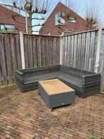 Lounge set met tafel en kussens grijs, Tuin en Terras, Ophalen, Gebruikt, Kunststof