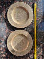 Duo gegraveerde koperen borden draken., Antiek en Kunst, Ophalen of Verzenden, Koper