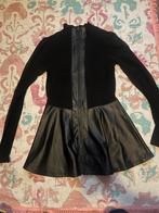 Zwarte blouse met ritssluiting en leerlook, Kleding | Dames, Blouses en Tunieken, Ophalen of Verzenden, Zo goed als nieuw, Maat 38/40 (M)
