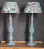 2 sober hout grijs schemerlampen tafellampen bloem gebloemd, Ophalen of Verzenden, Zo goed als nieuw, Hout, Minder dan 50 cm