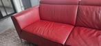 Warm rode leren 2,5 sits bank, Huis en Inrichting, Ophalen, Gebruikt, Driepersoons, Rechte bank