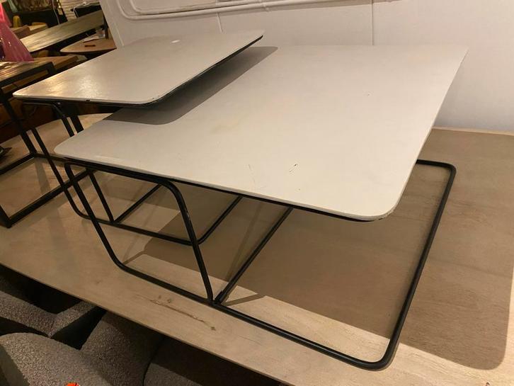 Salontafel Set Zwart Frame Beige Blad, Huis en Inrichting, Tafels | Salontafels, Nieuw, Minder dan 50 cm, 50 tot 100 cm, Rond