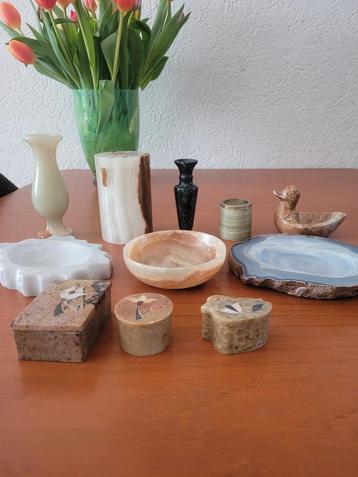 echte steen doosje bakje vaasje marmer onyx jade agaat beschikbaar voor biedingen