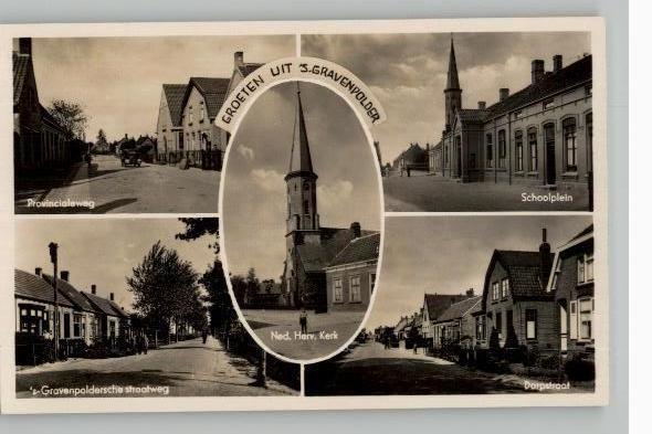 's Gravenpolder 5 afb. waarbij Schoolplein, Verzenden, 1940 tot 1960, Ongelopen, Zeeland