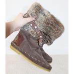 Mooie Leren Karma Of Charme Laarzen s27 (Maat 39) € 85,-, Hoge laarzen, Karma Of Charme, Bruin, Ophalen of Verzenden